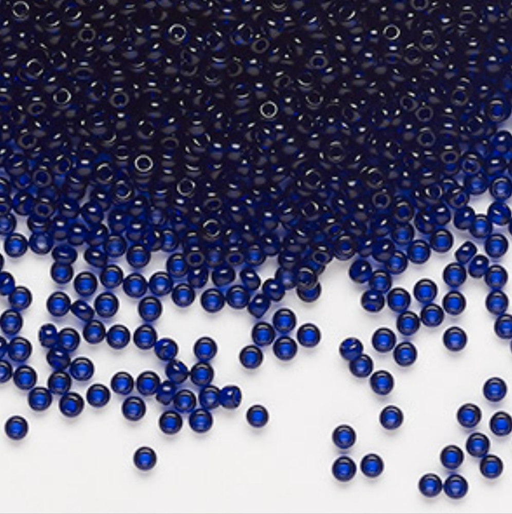 5/$15 Seed Bead Czech Glass Transparent Navy Blue Tube